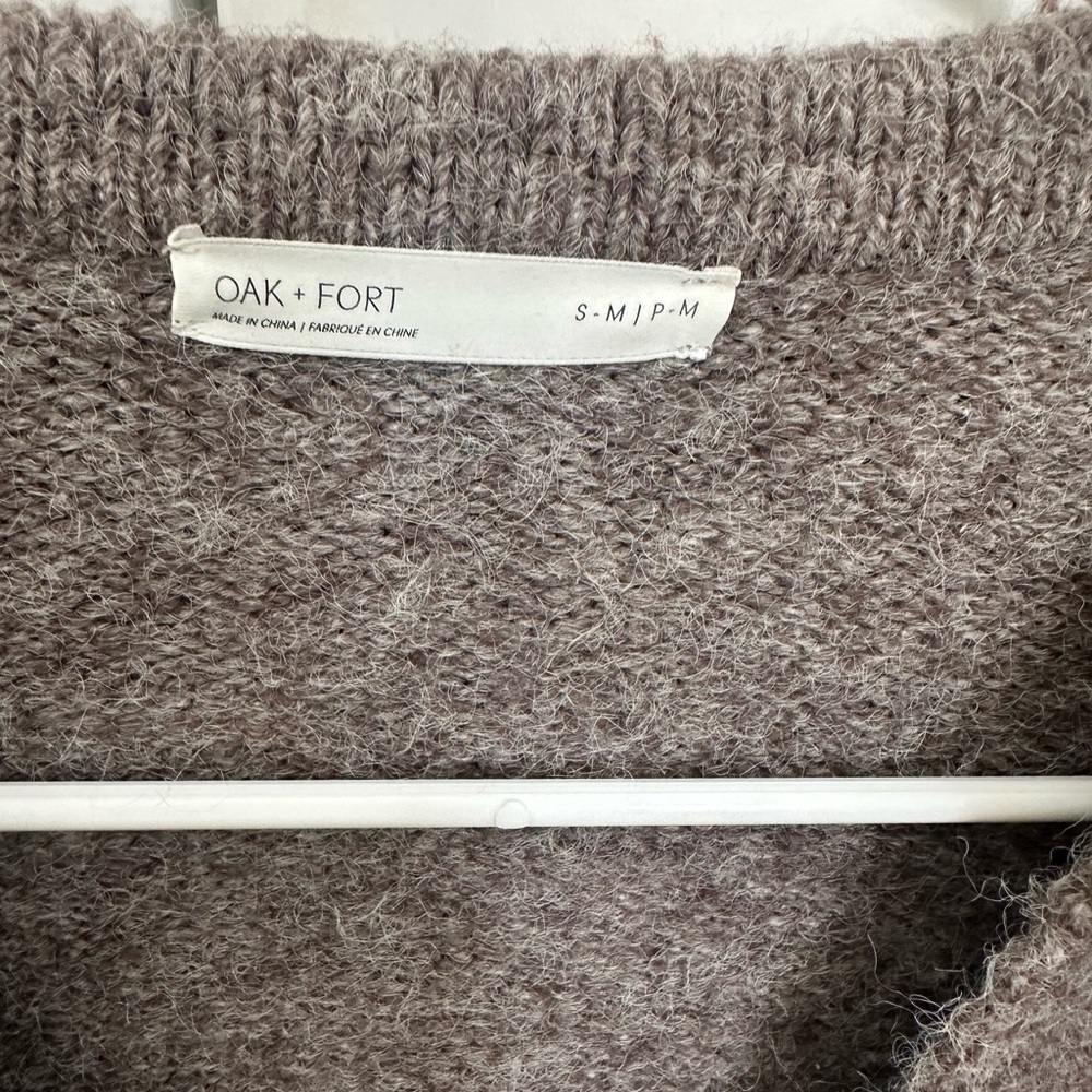 OAK + FORT Brown Collared V‑Neck Sweater - Picture 2 of 6